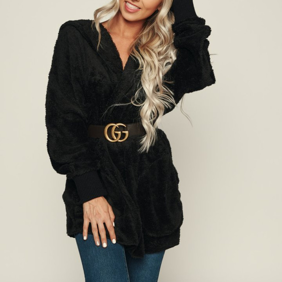 (1 LEFT)BLACK SO SOFT FLEECED HOODIE - Picture 2 of 4